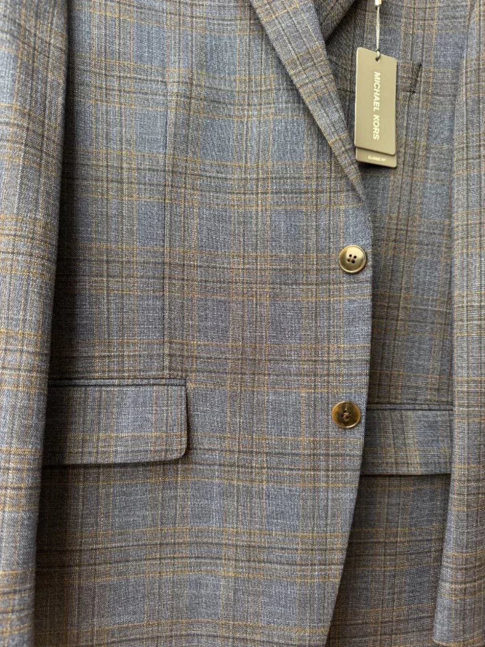 Michael Kors 42R Men’s Dark Blue Plaid Blazer